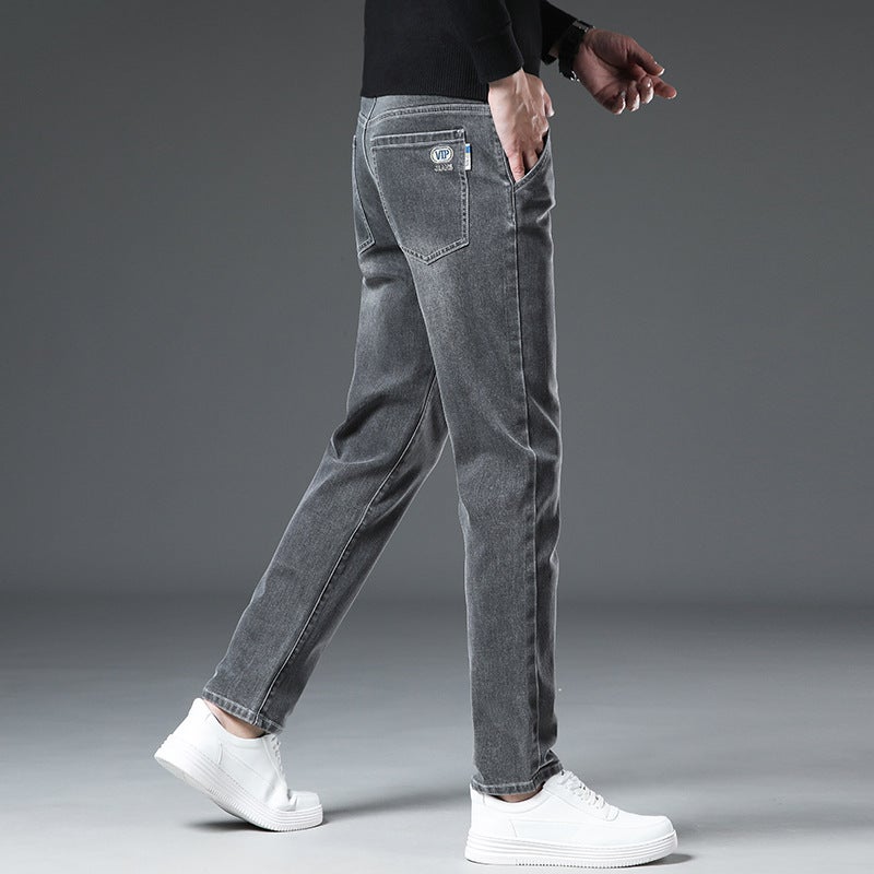 Stretch Jeans Men'S Slim-Fit Pants Men'S High-End Fit Washed Straight Autumn Business Men'S Pants - Image 2